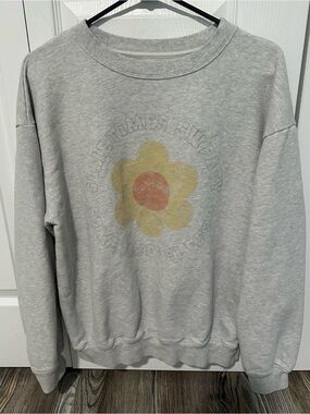 aerie Gray Crewneck Sweatshirt with Yellow & Orange Flower